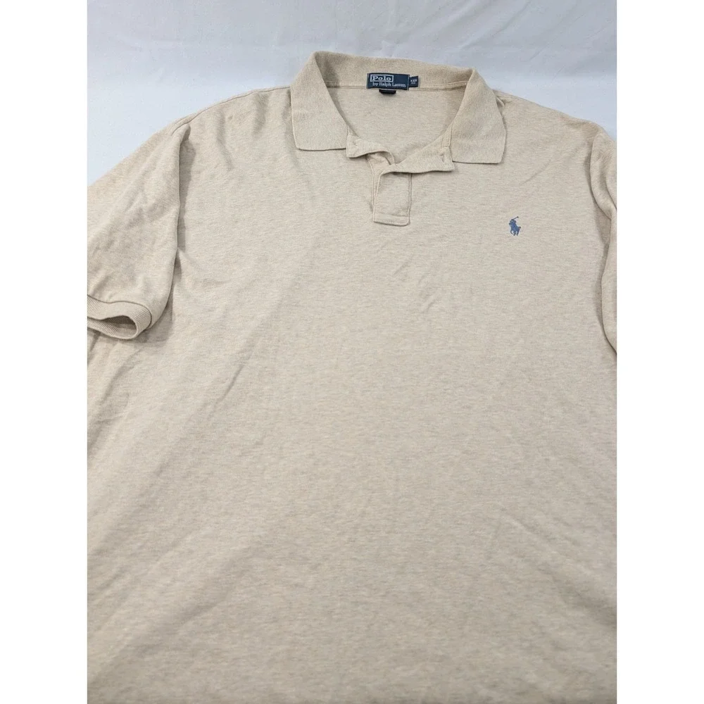 Vintage Polo Ralph Lauren Polo Shirt‎ Men 4XB Heathered Tan Cotton Pony